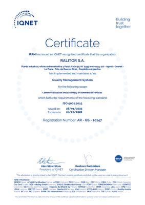 certificado calidad